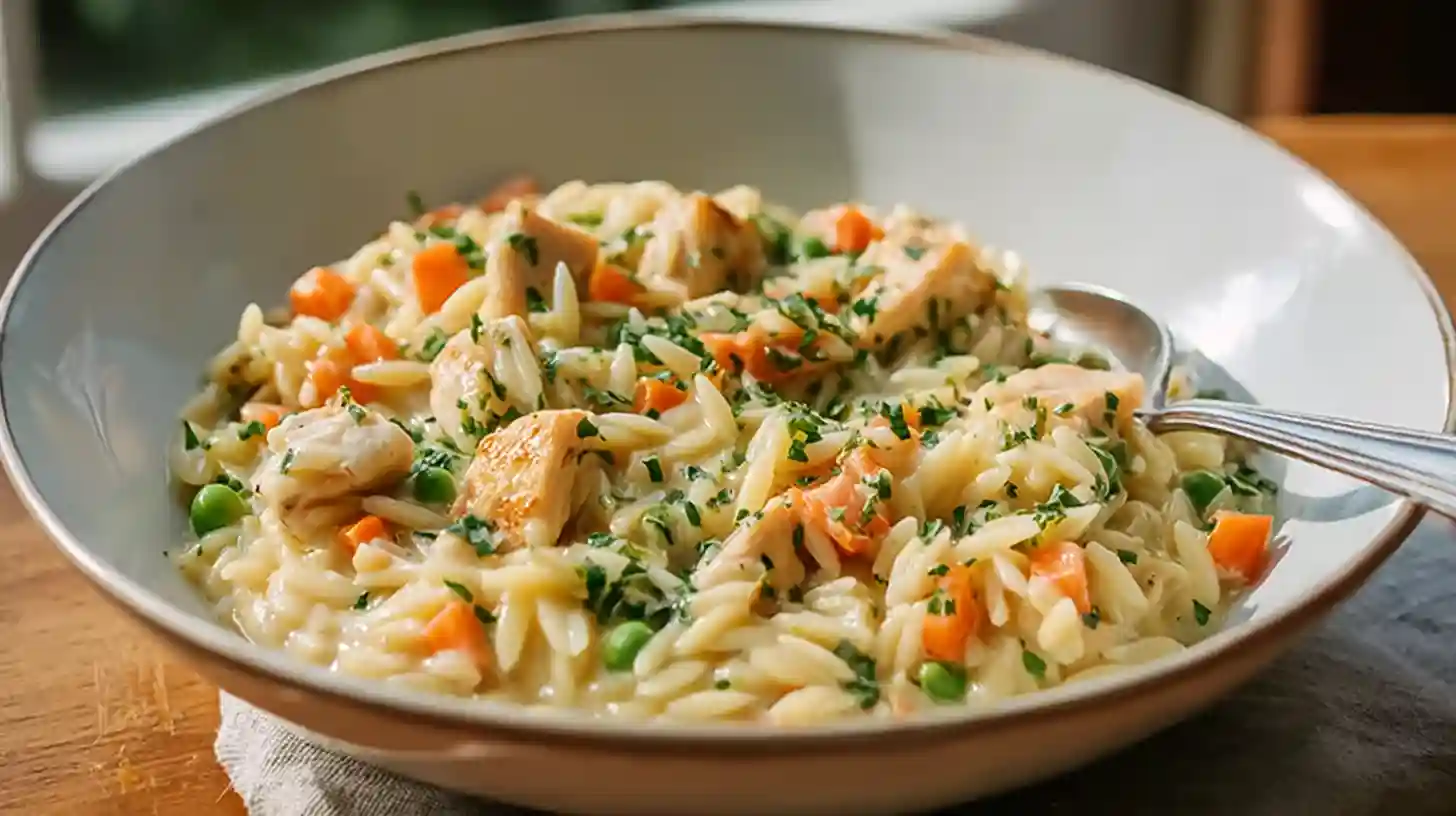 Creamy Chicken Pot Pie Orzo Recipe