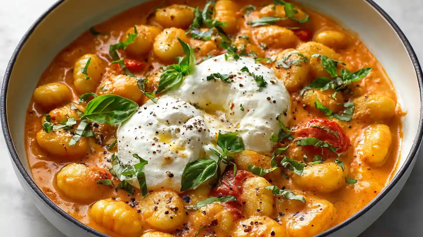 Creamy Tomato Gnocchi with Burrata