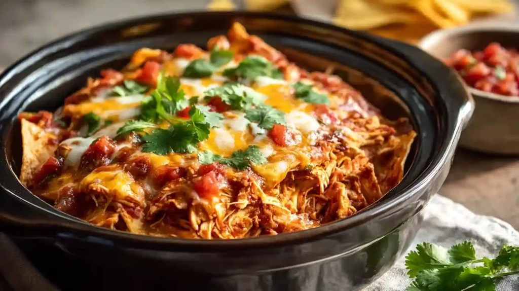 Crockpot Chicken Enchilada Casserole