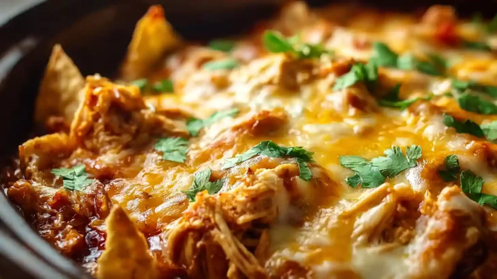 Crockpot Chicken Enchilada Casserole