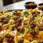 Cajun Cream Cheese Alfredo Bowties with Spiced Ground Beef