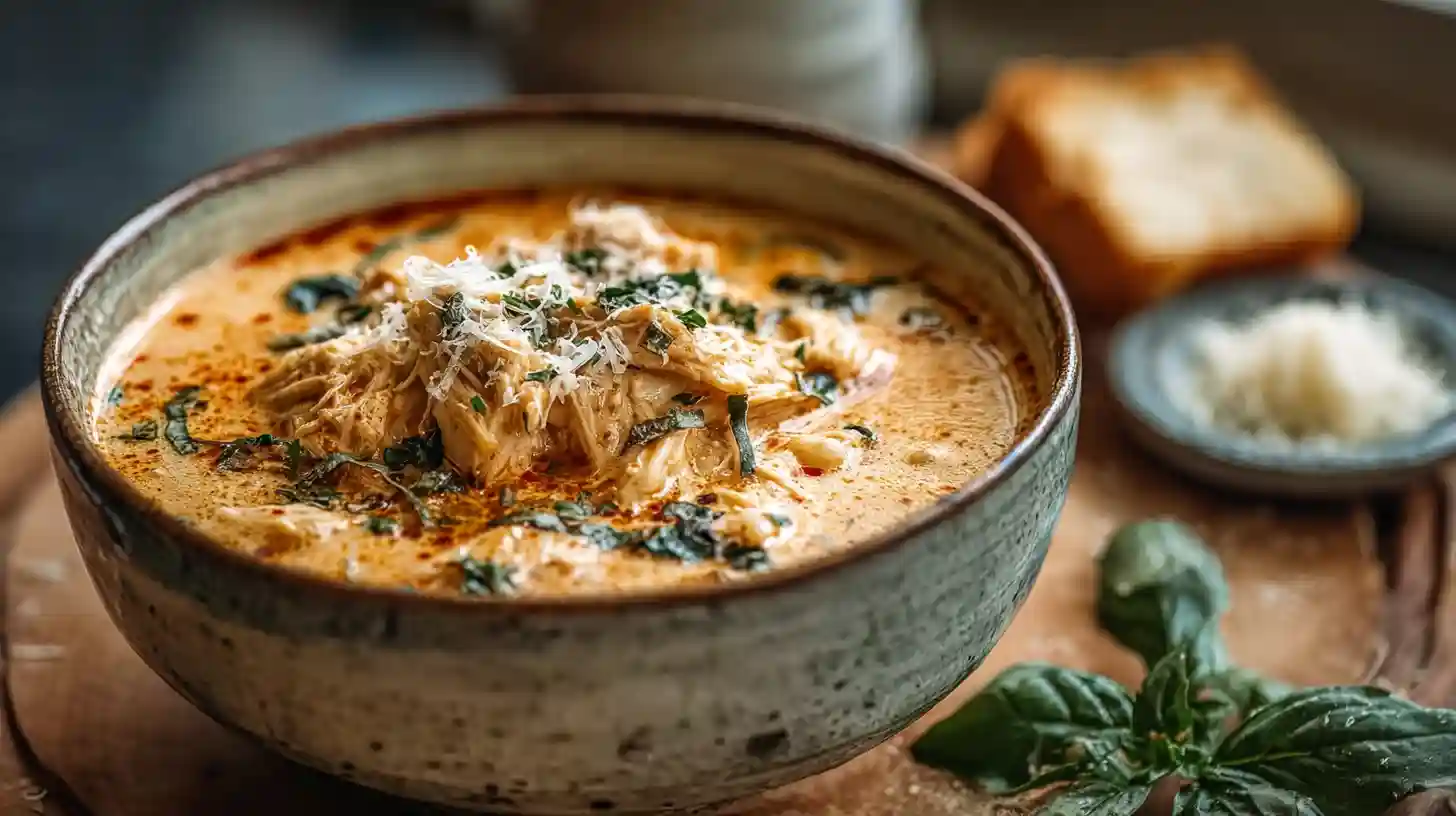 Crock Pot Creamy Chicken Parmesan Soup