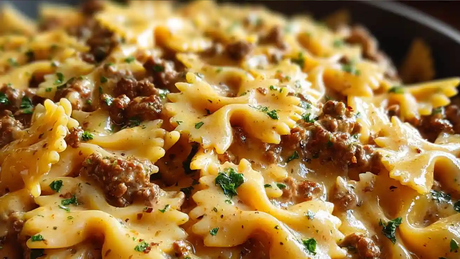 Cajun Cream Cheese Alfredo Bowties with Spiced Ground Beef