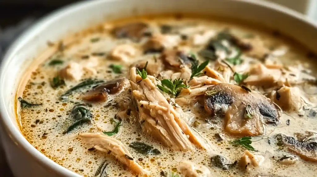 Cozy Creamy Rotisserie Chicken Mushroom Soup