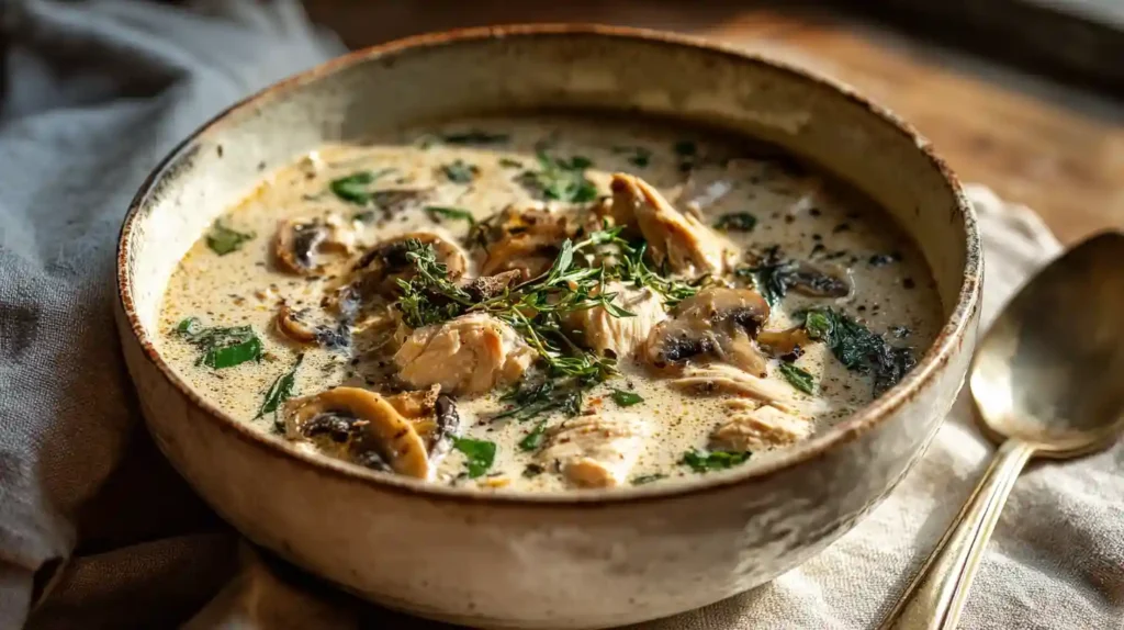 Cozy Creamy Rotisserie Chicken Mushroom Soup