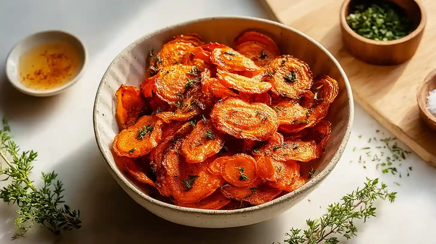 Crispy Air Fryer Carrot Chips with Garlic & Smoked Paprika