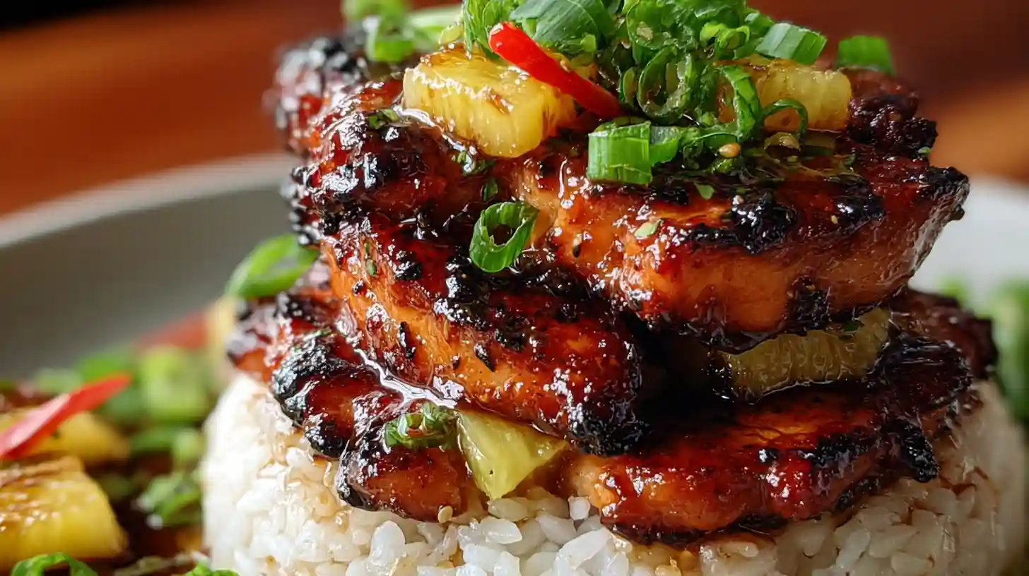 Hawaiian Huli Huli Chicken Stack