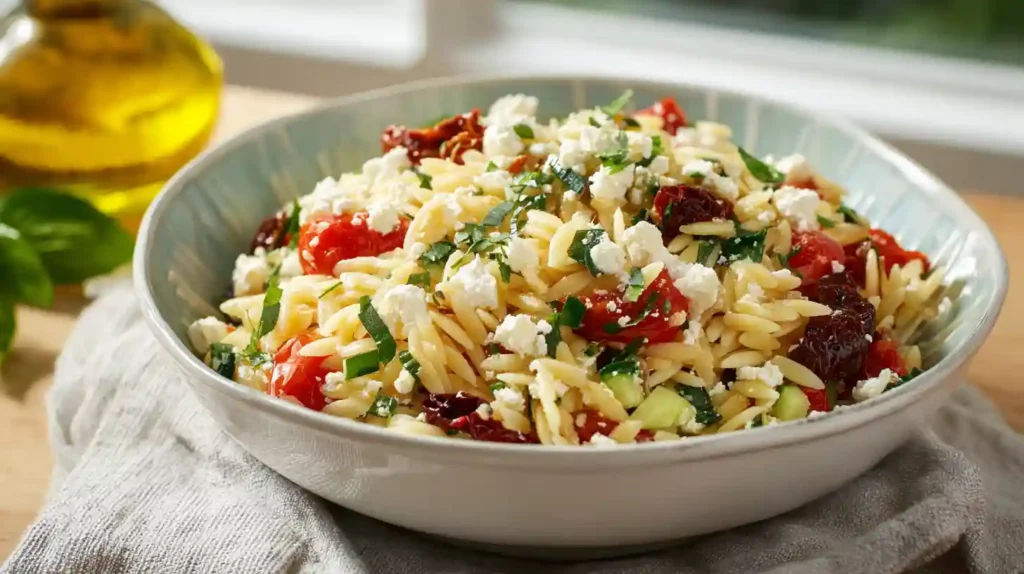 Orzo Pasta Salad with Feta and Sun-Dried Tomatoes