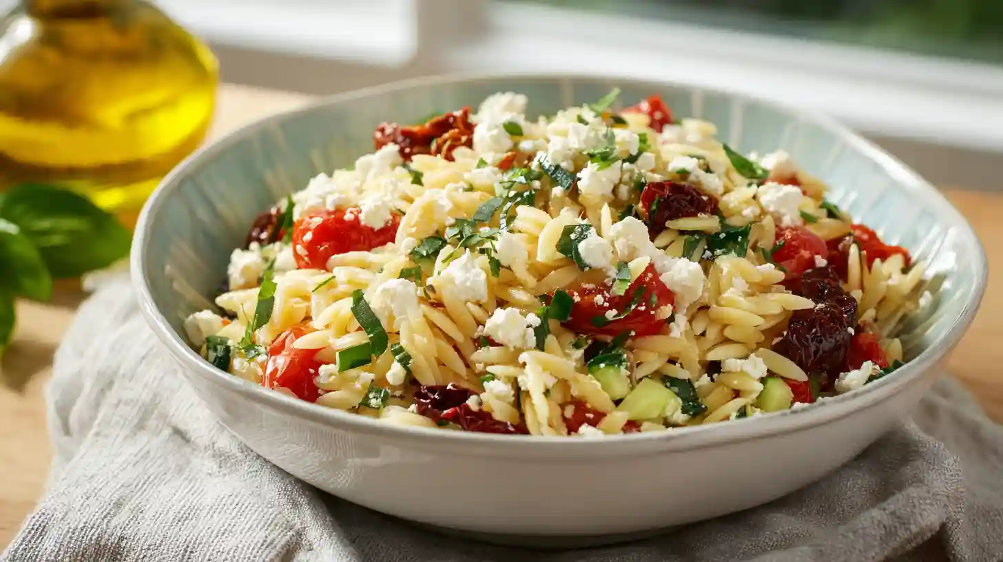 Orzo Pasta Salad with Feta and Sun-Dried Tomatoes