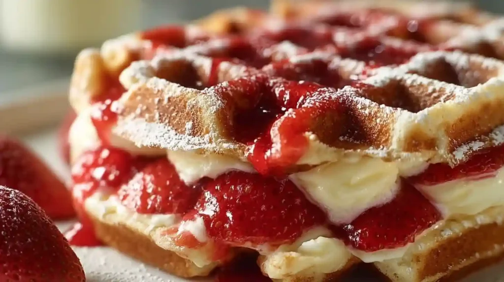 Strawberry Cheesecake Stuffed Waffles