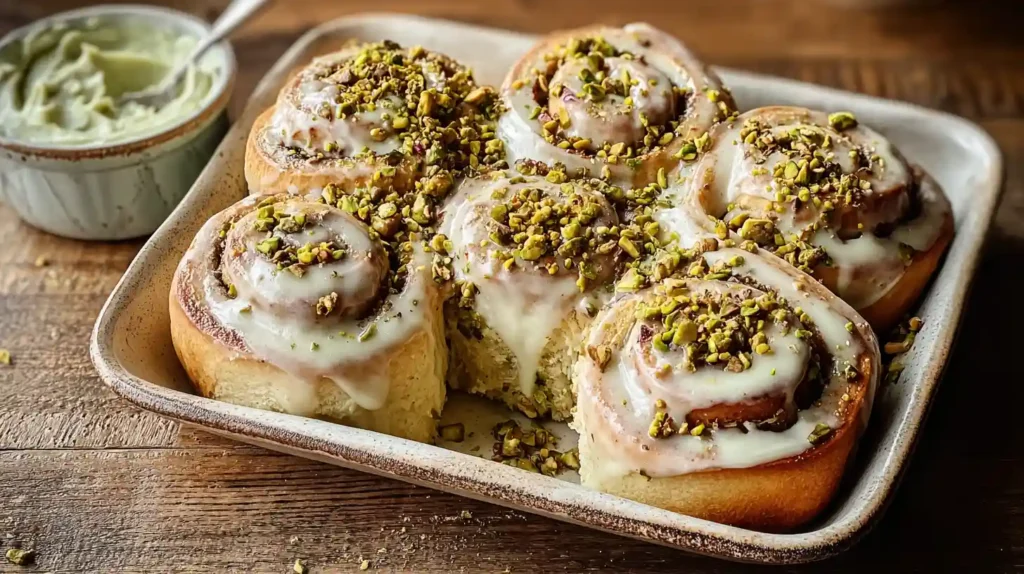 Small Batch Pistachio Cream Cinnamon Rolls