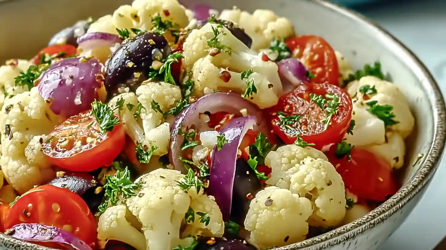 Mediterranean Marinated Cauliflower Salad Side